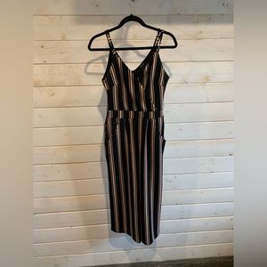 Eclipse | Black Striped Wide Leg Jumpsuit